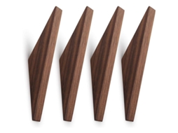 2025 Juego De 4 Ganchos De Madera De Nogal Negro Natural, Montados En Pared, Elegantes Y Resistentes Para Hogar
