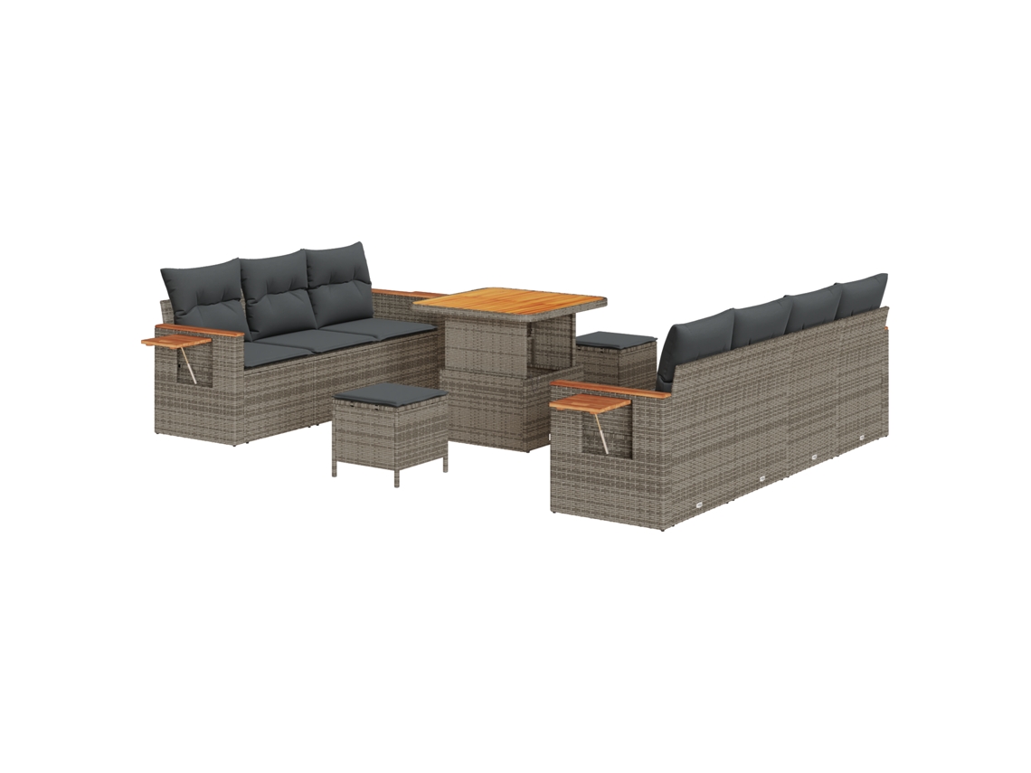 Conjunto 13 Sofá De Jardim Vidaxl Cinzento Vime Pe (234 X 204 X 85 Cm)