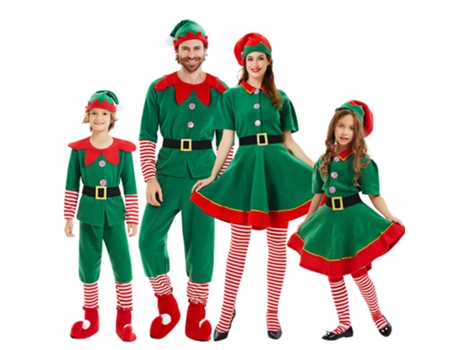 Conjunto de Cosplay de Elfo Verde de Natal para Pais e Filhos Feminino 160