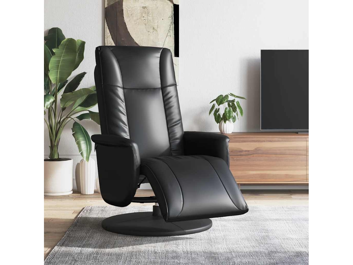 Vidaxl Cadeira Reclinável Com Apoio De Pés Couro Artificial Preto