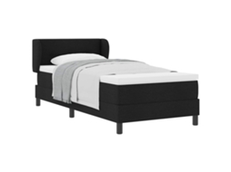 Cama De Solteiro | Camas Para Quarto | Cama Box Com Colchão Com Cabeceira Preto 80 X 200 Cm Tecido