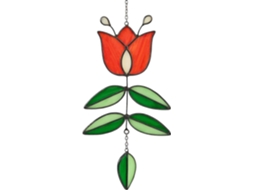 Pingente de Vitral em Forma Flor, Apanhador de Sol em Forma Tulipa, Vitral Moderno com Design Folclórico, Decoração de Parede Exclusiva BRILVIBERA