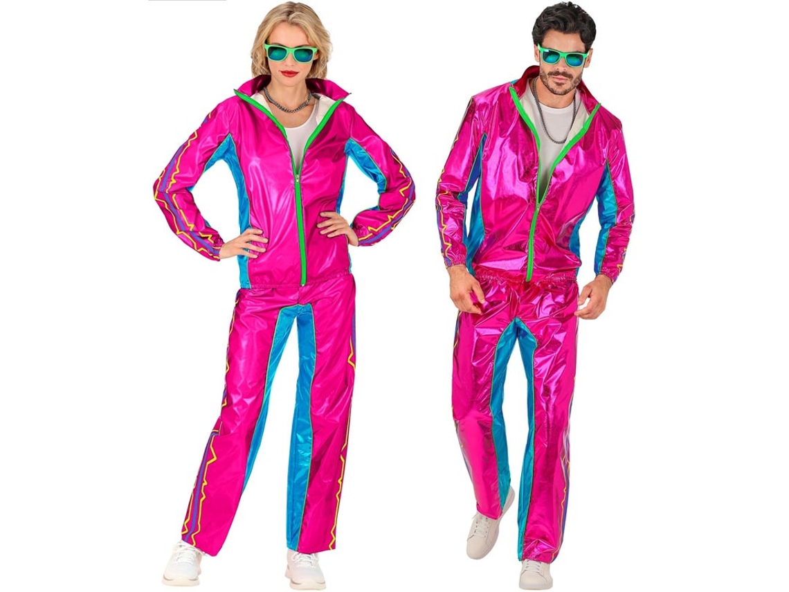 Traje de treino eletrônico rosa metálico adulto