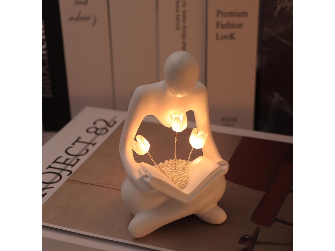 Luminária De Leitura Em Formato Tulipa, Estátua Do Pensador, Luz Noturna A Bateria, Decoração Moderna E Abstrata Para