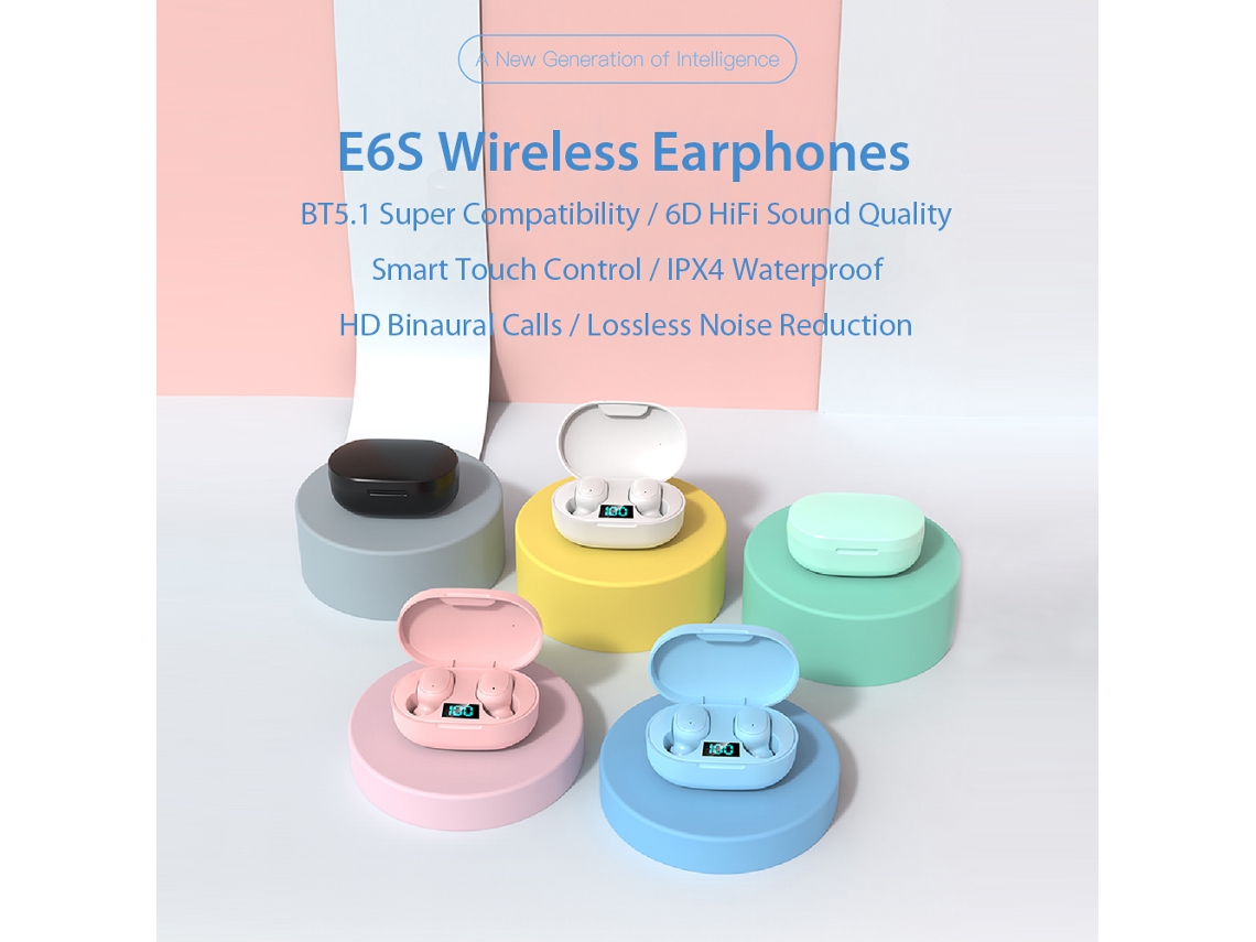 Fones E6s Bt5.1 In-ear Com Som 6d Hifi Ipx4