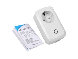Conexão Wi-Fi inteligente com plugue europeu, controle remoto com temporizador e controle remoto sem fio.
