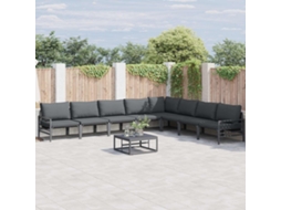 Vidaxl Conjunto De Sofá De Jardim 9 Unid. Preto Aço