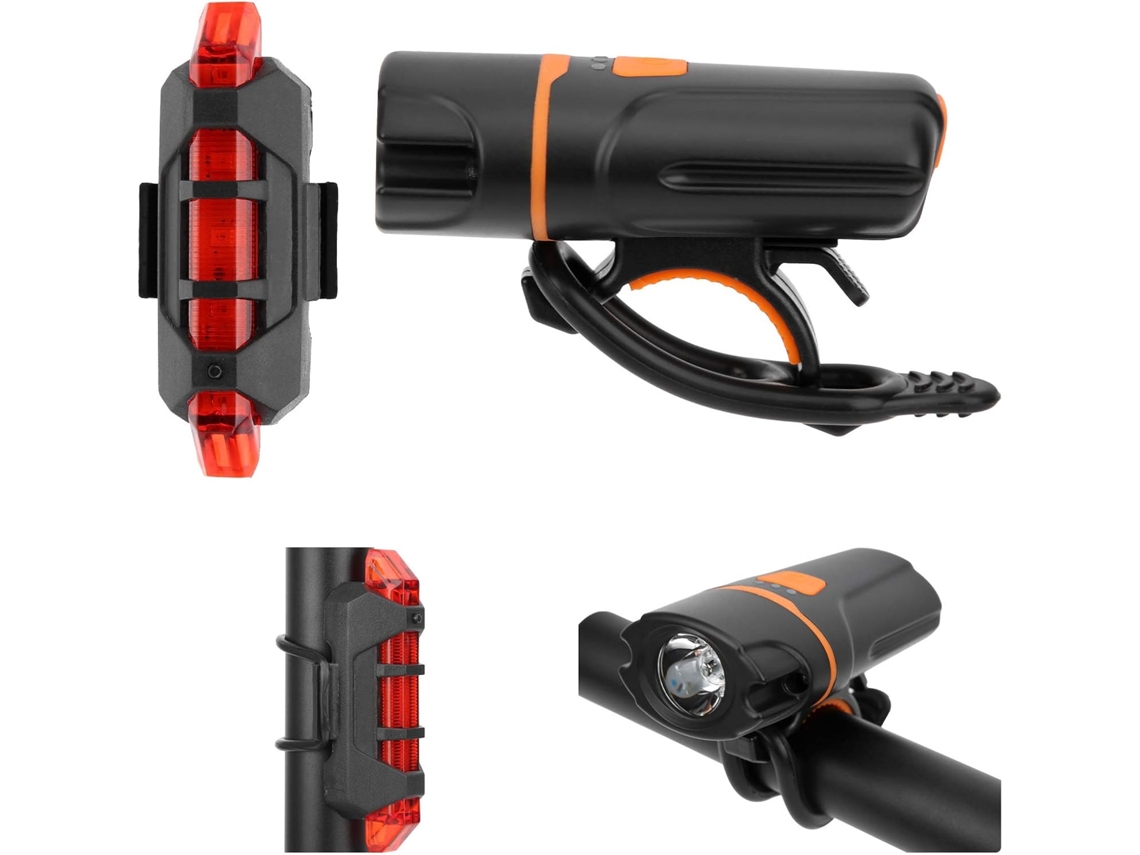 Conjunto De Farol E Lanterna Traseira Recarregáveis Via Usb Para
