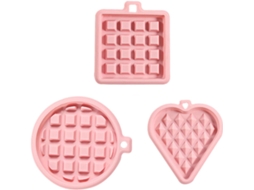 Formas De Waffle Fáceis De Limpar, Conjunto De 3, Silicone Rosa, Formatos Resistentes Ao Calor.