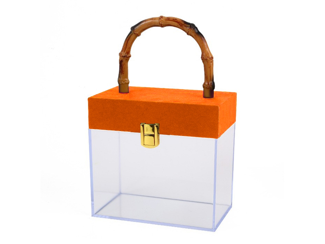Laxiscreed Vaso De Acrílico Orange Para Decoração 16,95x9,9x16,05cm