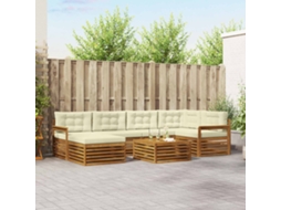 Vidaxl Conjunto De Sofás Para Exterior 7 Pcs Natural E Creme