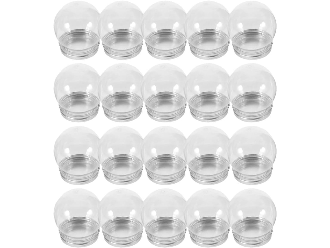 Conjunto De 20 Globos De Neve De Plástico Transparente Para Montar, Com Tampas De Rosca, Capacidade De 150ml.