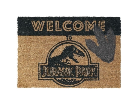 Capacho Jurassic Park Bem Vindo Multicolorido Retangular Sintético