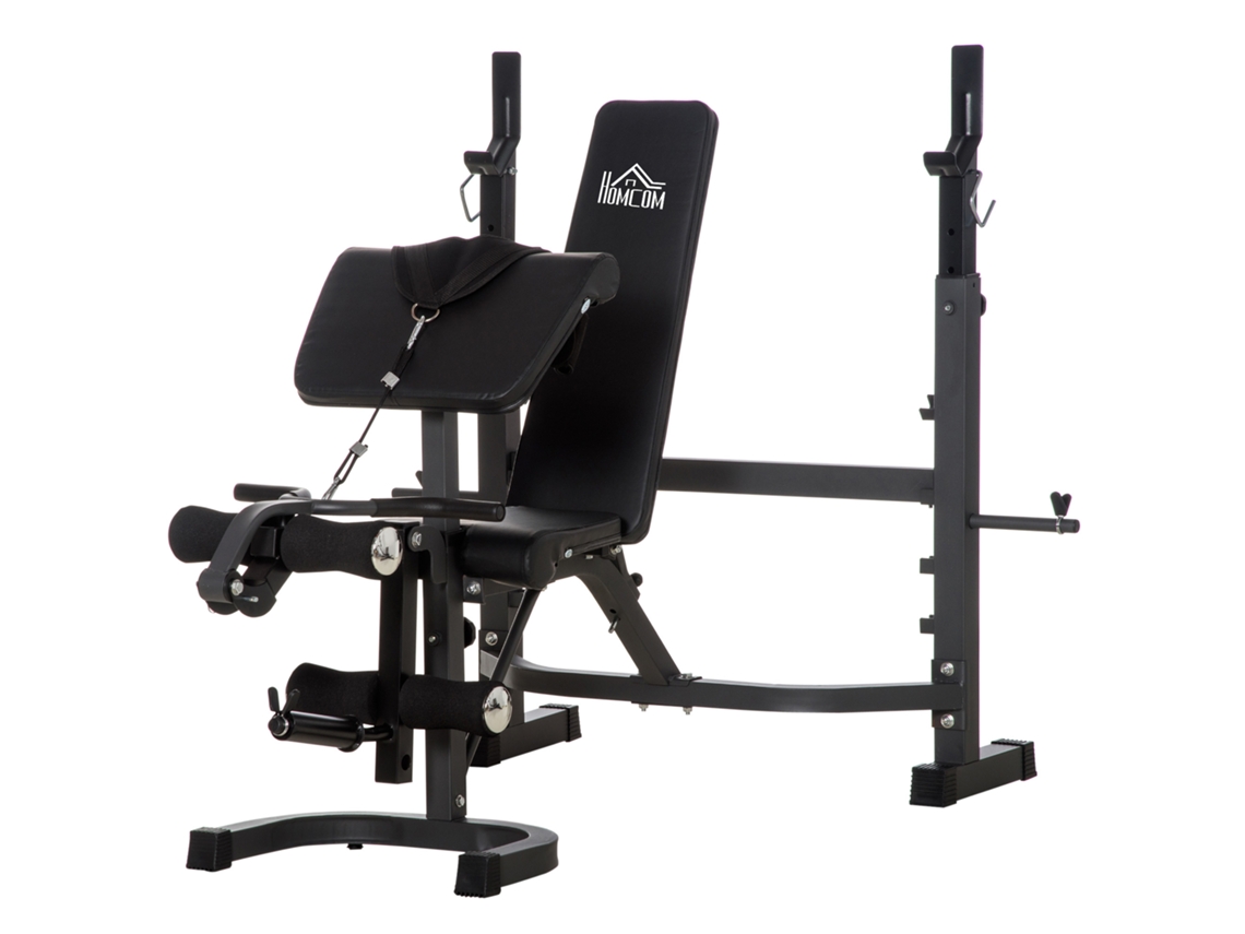 Banco De Musculação Multifuncional Aço E Pu Cor Preto 187x140x136 Cm Homcom