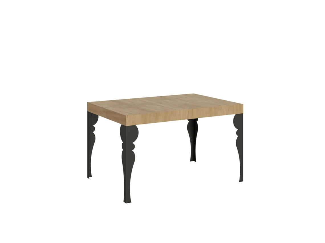 Mesa Extensível Paxon 140/224x80cm Carvalho Natural Com Pés Antracite Itamoby