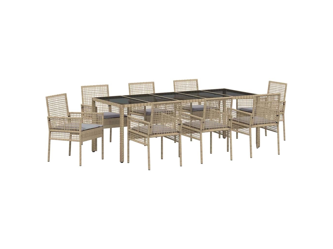 Maison Exclusive - Conjunto De Jantar Para Jardim 9 Pcs Bege Vime Pe