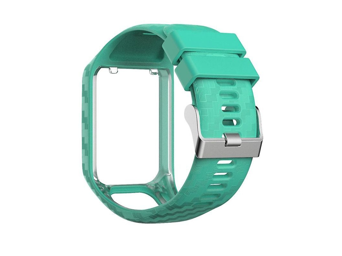 Pulseira de silicone com moldura para relógio TomTom Runner 2/3 Spark 3, verde lago.