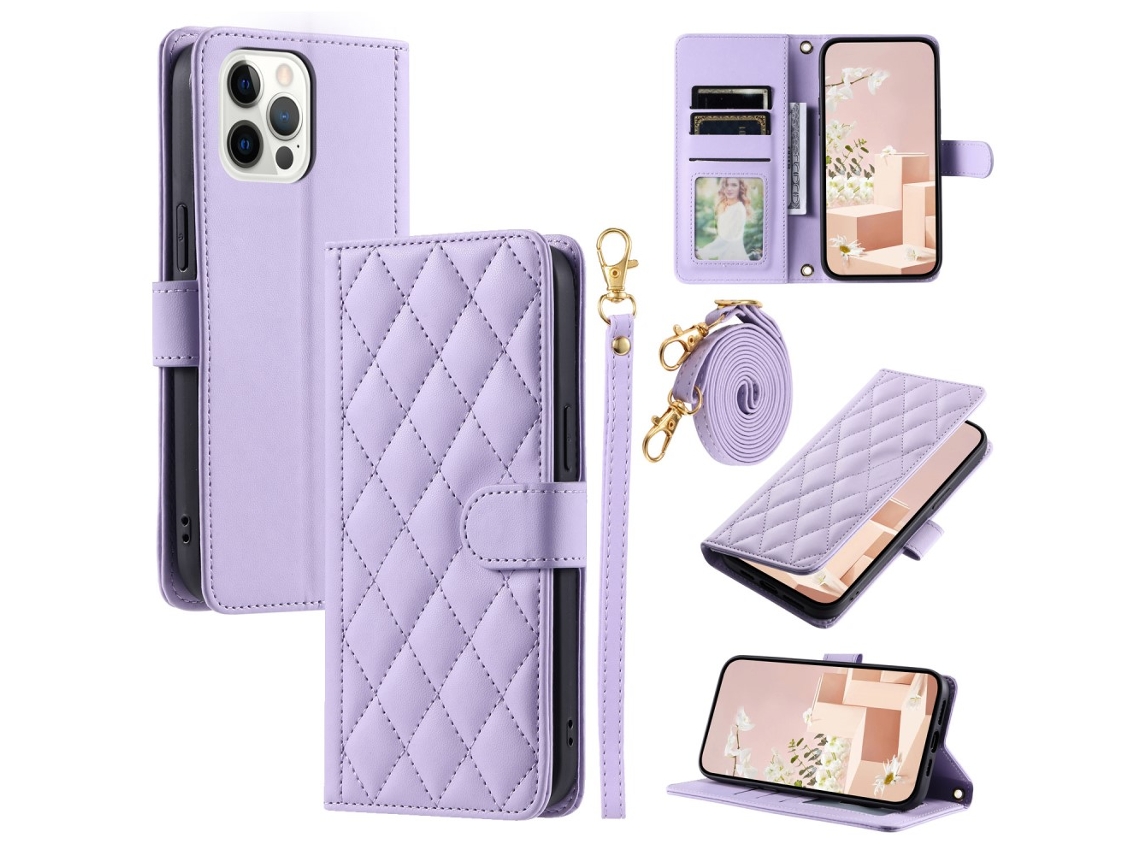 Capa Para Iphone 12 Pro Max Pele Sintética Roxo