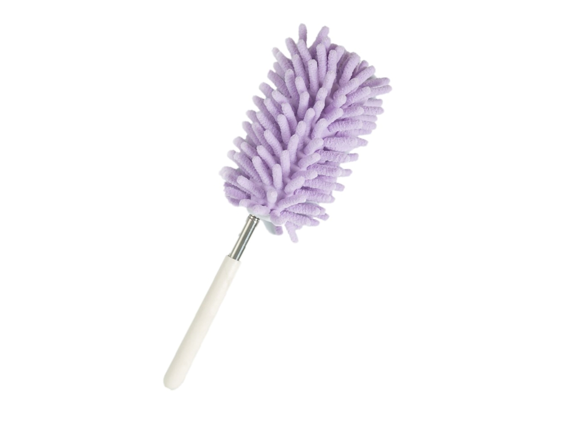 Espanador manual Baok-Telescopic Lavável com cabeça flexível, ideal para limpeza de roupas e móveis, 0,8 m/2,63 pés, Nordic Roxo