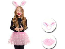 Kit Coelhinho Infantil de Bolinhas Tutu e Tiara