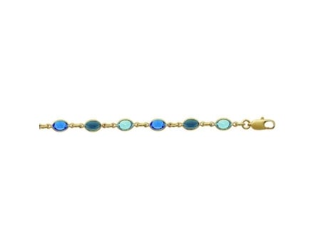 Bracelete Brillaxis Bracelete Banhado A Ouro Cristais Multicoloridos 18 Cm Mulher