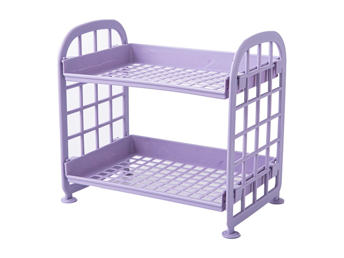 Rack de Armazenamento de Mesa 2 Tier Plegável Prateleira Dupla Organizador de Cosméticos Banheiro Cozinha