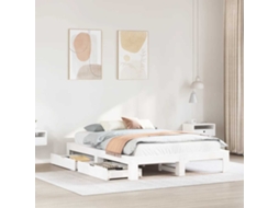Vidaxl Cama Sem Colchão 160x200 Cm Madeira De Pinho Maciça Branco