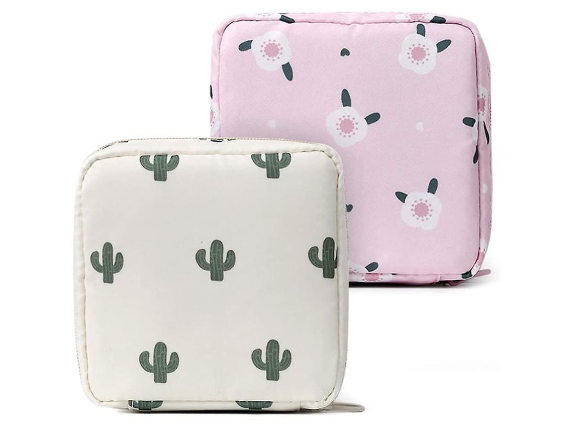 Bolsa Portátil Para Guardar Toalhas Sanitárias, Copo Menstrual, Nylon, Rosa, Cactus