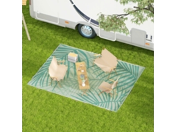 Tapete de jardim reversível, 365x274 cm, padrão de folhagem, impermeável, com bolsa de transporte, verde creme | S/MARCA