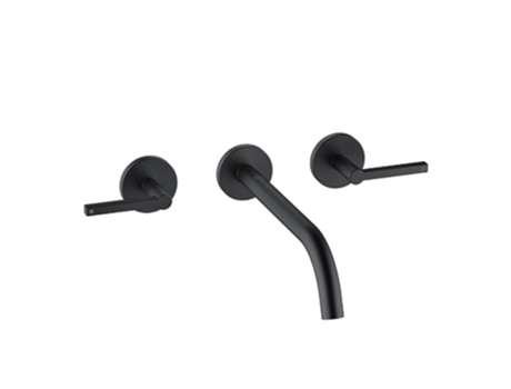 Nova Fonte Purista Misturadora De Lavatório Encastrável De Parede, Bica De Parede Com 240 Mm De Projeção, 201463915, Cor Preto Mate Kludi