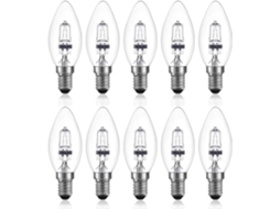 Rebe bombilla Halógena Regulável E14 C35 42w 220 240v Branco Quente 2700k Transparente 360° 613lm 10 Peças