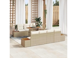 Vidaxl Conjunto De Sofá De Jardim 8 Pcs Bege Rattan Sintético