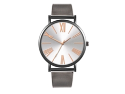 Reloj De Cuarzo De Pareja Con Correa De Malla, Dial Numeral Romano, Moda (blanco Negro)