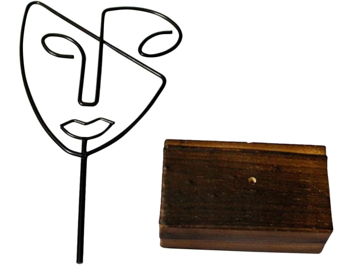 Figura Abstrata Metal Madeira Escura Escultura Artística Moderna Decoração Interiores Escritório Jantar Base GOKOCO