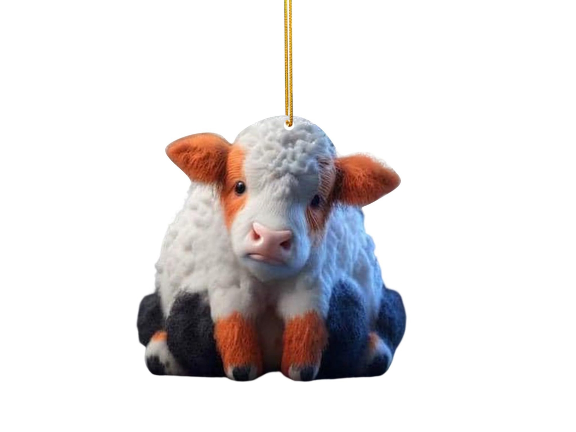 Pendant de Natal Vaca Highland Criativa em Acrílico LAXISCREED