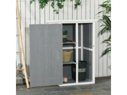 Gartenhaus Para Ferramentas Com Prateleiras Em Pinho Nas Cores Vermelho, Cinza E Branco 75x56x115cm