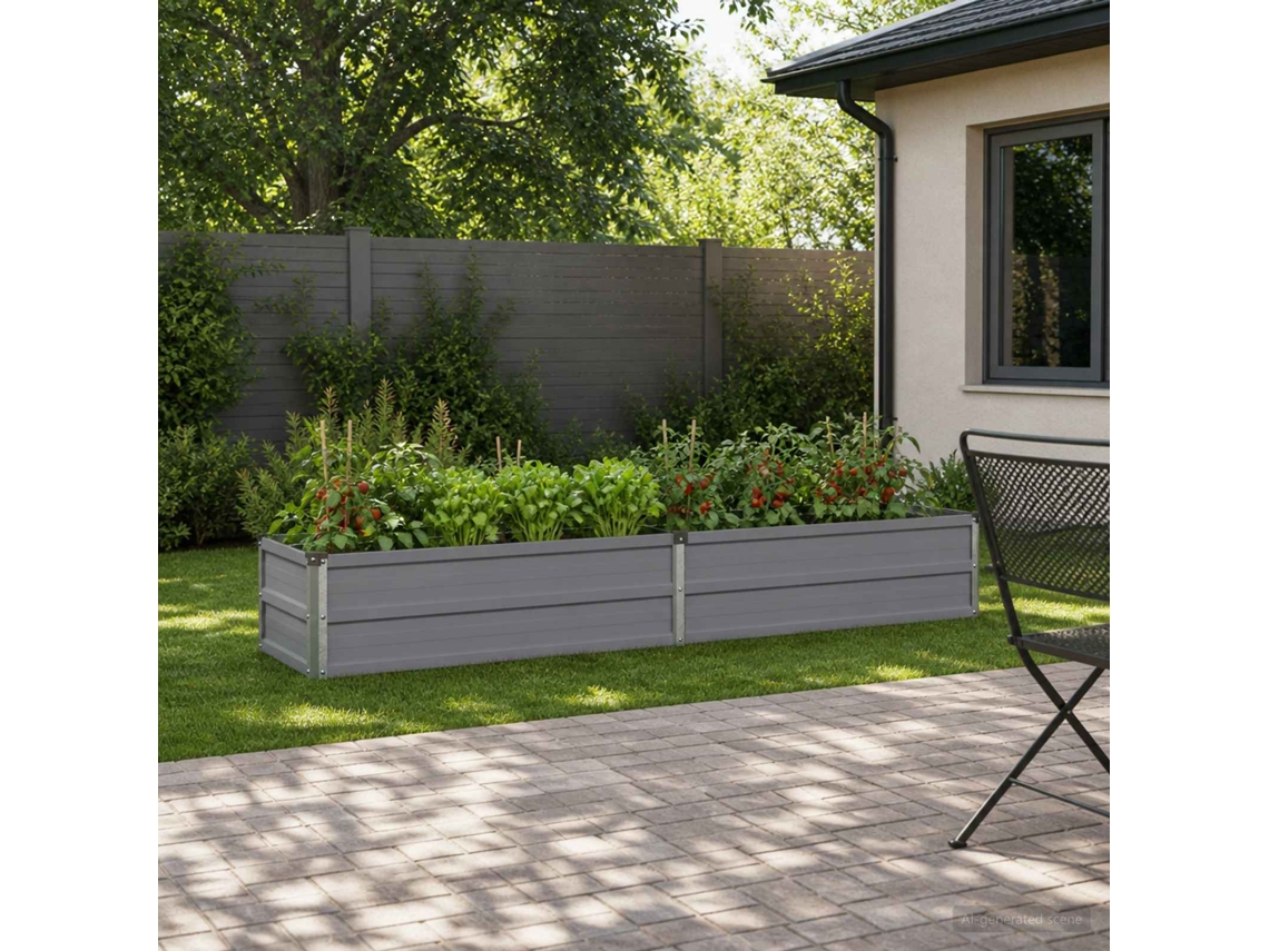 Vidaxl Cama De Jardim Elevada Cinzento 160 X 40 X 24 Cm