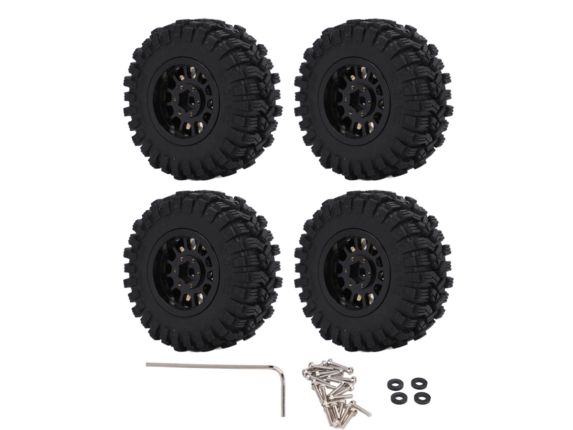 Mali pneus de Roda Rc 4pcs Aro de Latão Borracha 1.2in Estabilidade para Carros Rc 1/18 1/24 Traxxas Scx24 Fms24