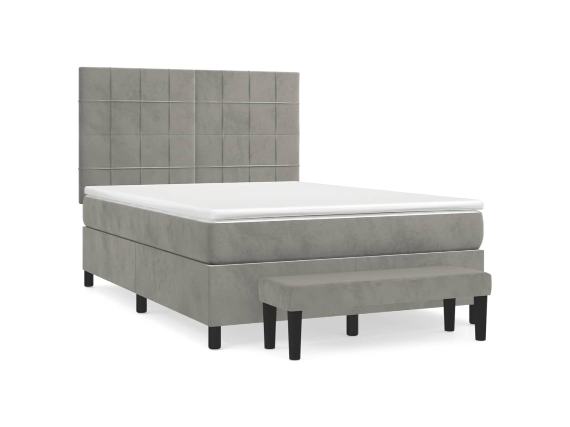 Box Spring Bed, Box Spring Beds Vidaxl Cinzeto Veludo (140 X 200 Cm)
