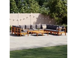 Vidaxl 9 Pcs Conjunto De Sofás De Jardim Com Almofadões Acácia Maciça