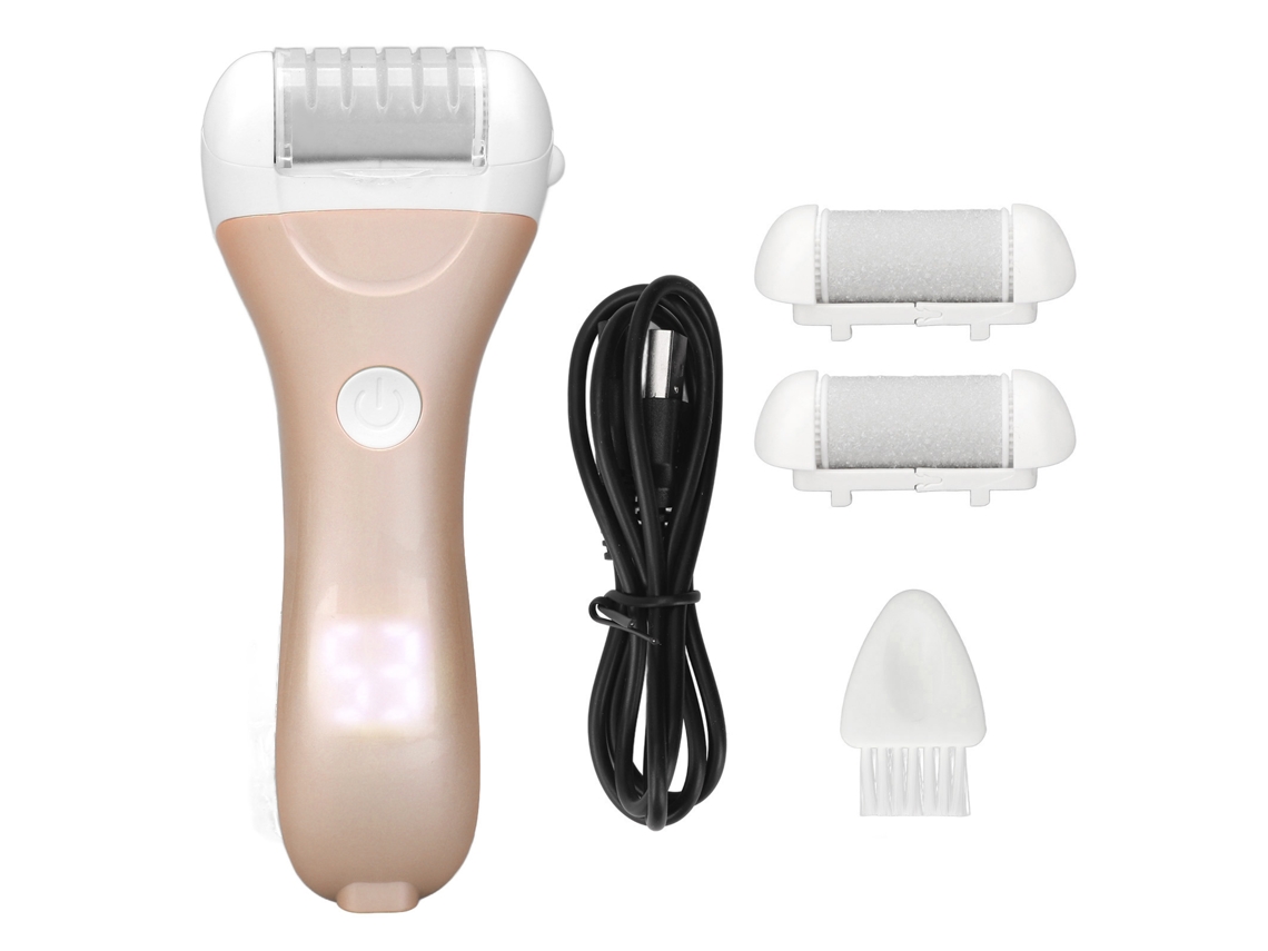 Quitamieles Eléctrico Para Pies Recargable Impermeable Con 2 Cabezales De Rodillo Kit De Pedicura Champán