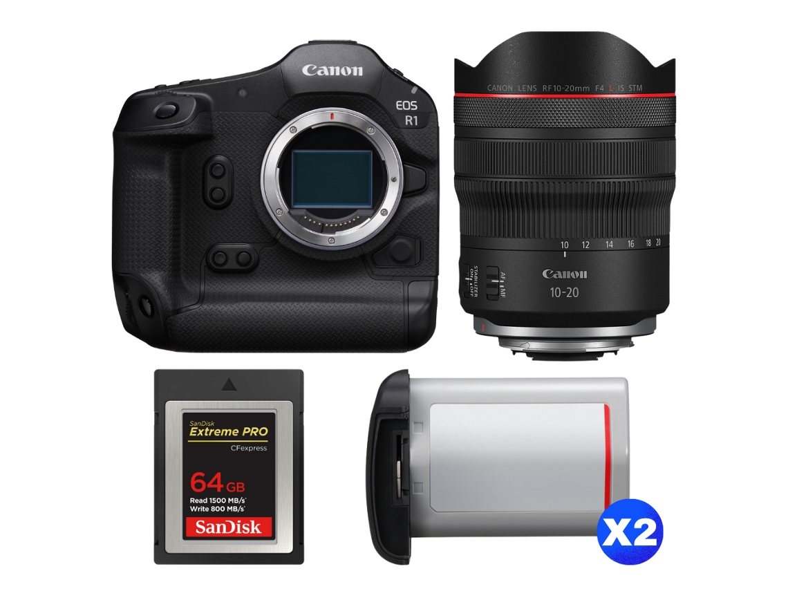 Eos R1 + Rf 10 20mm F/4 L Is Stm + 1 Sandisk 64gb Extreme Pro Cfexpress Type B + 2 Canon Lp e19 + Ebook “20 Dicas para Fotos Que Impressionam” CANON