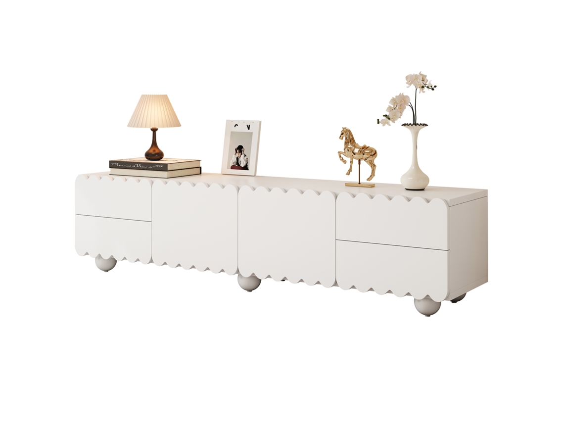 Móvel 175x38x37 Branco Painel Baixo Moderno VOLTEDGE