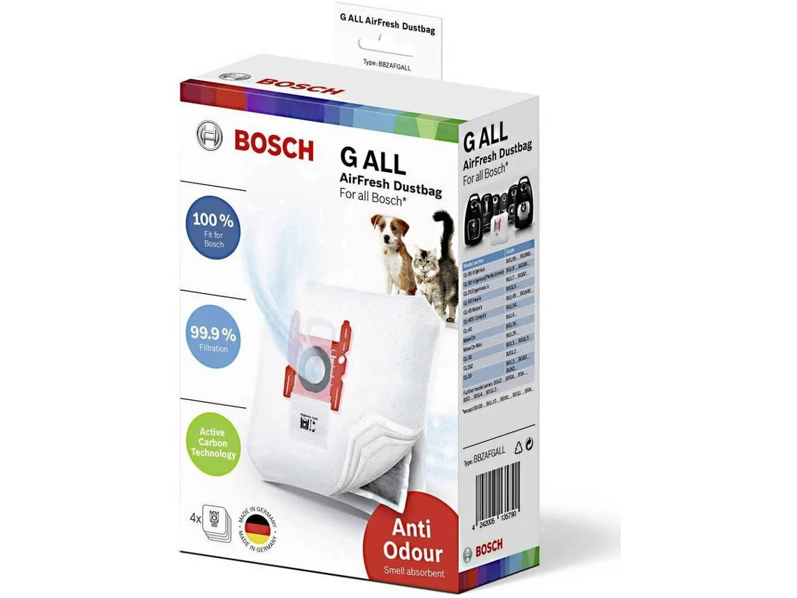 Saco de Aspirador BOSCH AirFresh BBZAFGALL (4 unidades)