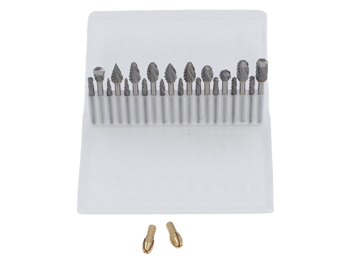 Conjunto De Fresas Rotativas De Carboneto De Corte Duplo (haste De 1/8 De Polegada Compatível Com Dremel, Acompanha 2 Pinças)