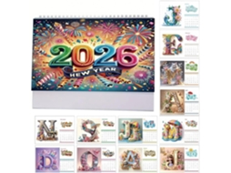 Calendário Mensal 2026 – De Mesa Com Arte Em Strass Planejador