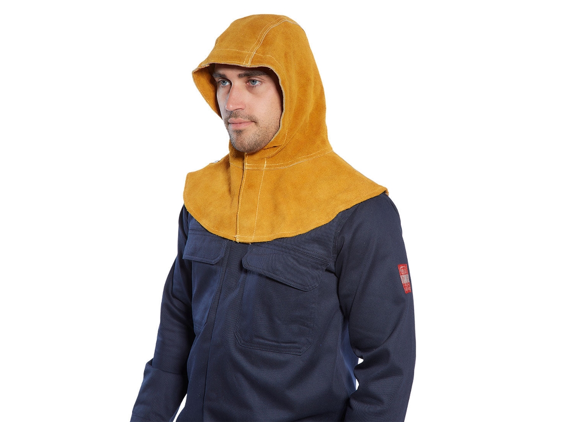 Capuz De Soldagem De Couro Premium Canela