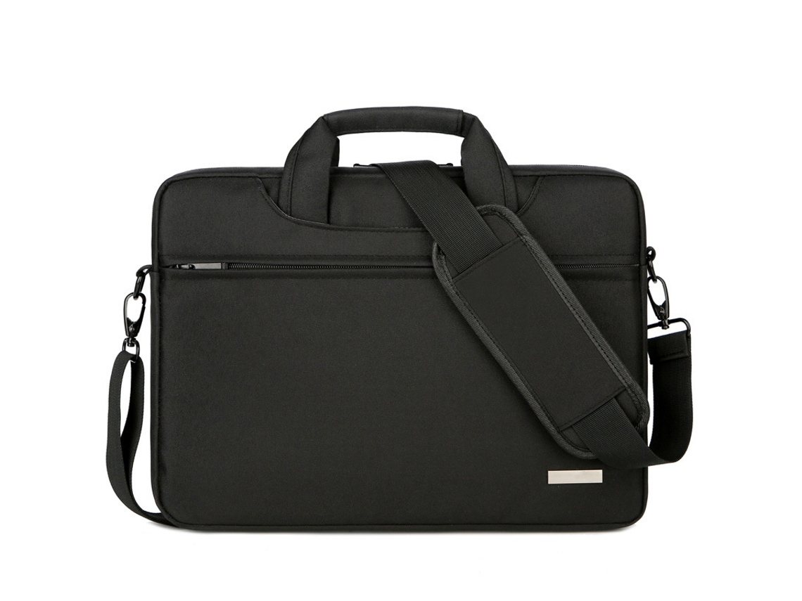 Bolsa para laptop, grande capacidade, à prova d'água, bolsa de ombro empresarial de 15 polegadas, preta