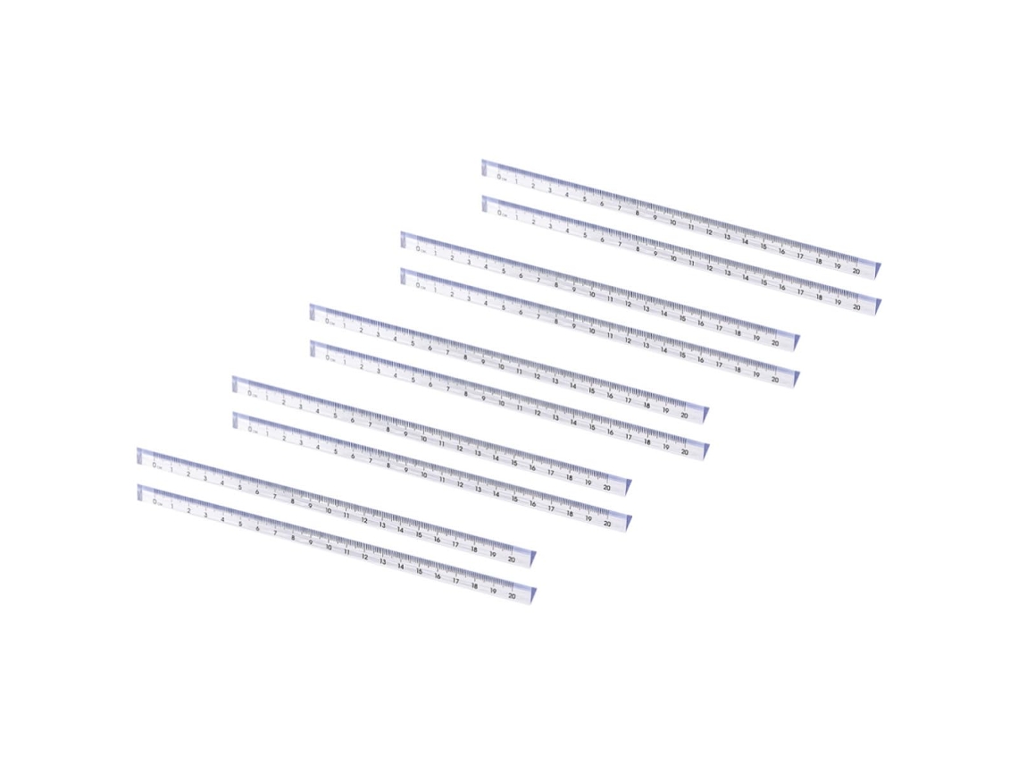 Régua De Escala Para Desenho Em Plástico Transparente 20cm, Pacote Com 10 Peças