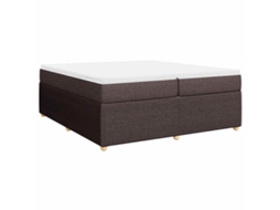 Cama com Molas/Colchão 200x200 Cm em Tecido Castanho Escuro MAISON EXCLUSIVE